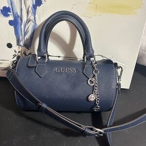 Guess barrel navy blue tote bag with crossbody removable straps